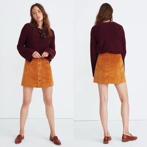 Madewell  Velveteen A-Line Mini Skirt: Button-Front Edition size 4